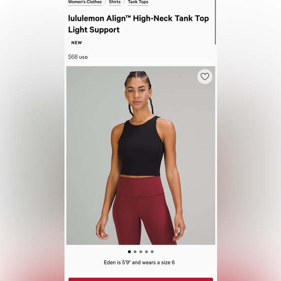 Lululemon Align High Neck tank top light support - Picture 3 of 5